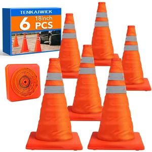 18 Inch 6 Pack Traffic Cones,Collapsible Safety Cones,Multi Purpose Pop-up Cones with Reflective Collar,Orange Cones for Parking lot, Driveway, Driving Training etc 18 Inch 6 Pack Traffic Cones,Collapsible Safety Cones,Multi Purpose Pop-up Cones with Reflective Collar,Orange Cones for Parking lot, Driveway, Driving Training etc