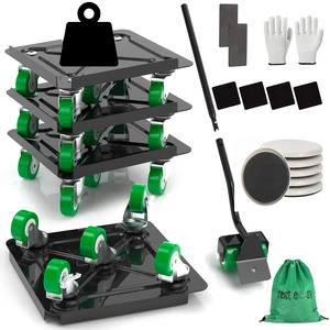 Heavy Duty Furniture Dolly 360 Rotate 5 Wheels 3000 Lbs Capacity 5.3x5.3 in Furniture Movers with Green Wheels, 6 Sliders, Alloy Steel Furniture Lifter Tool for Smooth Home & Office Uses Heavy Duty Furniture Dolly 360 Rotate 5 Wheels 3000 Lbs Capacity 5.3x5.3 in Furniture Movers with Green Wheels, 6 Sliders, Alloy Steel Furniture Lifter Tool for Smooth Home & Office Uses