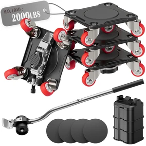 Furniture Movers with 5-Wheel and Parking Lock Furniture Dolly Set with Lifter & Base, 360° Swivel Casters, Non-Slip Pads, Up to 2000 lbs Load Capacity Furniture Movers with 5-Wheel and Parking Lock Furniture Dolly Set with Lifter & Base, 360° Swivel Casters, Non-Slip Pads, Up to 2000 lbs Load Capacity