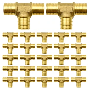 25 Pack 3/4" PEX Fittings, Brass Tee Fittings for PEX Tubing Pipe 25 Pack 3/4" PEX Fittings, Brass Tee Fittings for PEX Tubing Pipe
