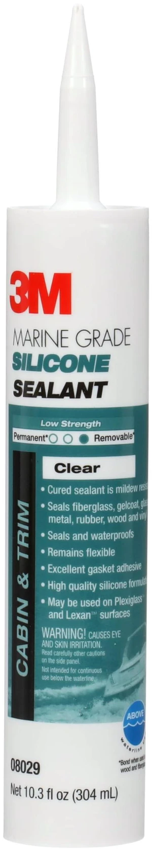 Marine Grade Silicone Sealant, Clear, 304 mL Cartridge For above the waterline interior/exterior sealing on RVs, boats and more Marine Grade Silicone Sealant, Clear, 304 mL Cartridge For above the waterline interior/exterior sealing on RVs, boats and more