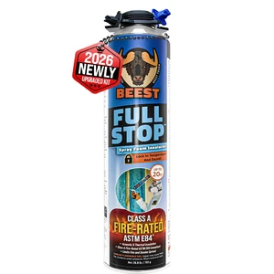 FullStop Fire-Rated Spray Foam Insulation for Walls & Attics - 20 Board ft/sq.ft - High Density Expanding Spray Insulation Foam Sealant for Thermal & Soundproofing - 1 Pack (26.8 oz) FullStop Fire-Rated Spray Foam Insulation for Walls & Attics - 20 Board ft/sq.ft - High Density Expanding Spray Insulation Foam Sealant for Thermal & Soundproofing - 1 Pack (26.8 oz)