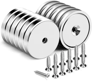 Magnets with Countersunk Hole,1.26 Inch 110LBS 12 Pack Heavy Duty Magnet Rare Earth Neodymium Strong Round Base Cup and Stainless Screws for Refrigerator,Office,Craft Magnets with Countersunk Hole,1.26 Inch 110LBS 12 Pack Heavy Duty Magnet Rare Earth Neodymium Strong Round Base Cup and Stainless Screws for Refrigerator,Office,Craft