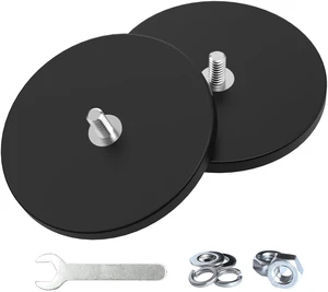 2 Pieces Strong Rubber Coated Mounting Magnets 120 LB Anti-Scratch & Anti Corrosion, Over 120 LB Adhesive Power, 1/4"-20 Stainless Steel Male Thread with Nuts, For PTZ, Camera 2 Pieces Strong Rubber Coated Mounting Magnets 120 LB Anti-Scratch & Anti Corrosion, Over 120 LB Adhesive Power, 1/4"-20 Stainless Steel Male Thread with Nuts, For PTZ, Camera