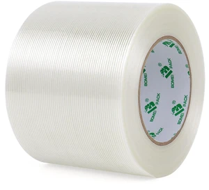 Wide Strapping Tape, 4Inch Heavy Duty Reinforced Packing Tape, Fiberglass Filament 60yds 5.5Mil Wide Strapping Tape, 4Inch Heavy Duty Reinforced Packing Tape, Fiberglass Filament 60yds 5.5Mil