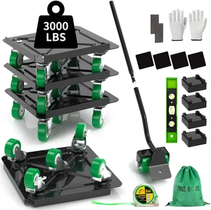 Heavy Duty Furniture Dolly 360 Rotate 5 Wheels 3000 Lbs Capacity 5.3x5.3 in Furniture Movers with Green Wheels, Measure Tape & Leveler, Alloy Steel Furniture Lifter Tool for Smooth Home & Office Uses Heavy Duty Furniture Dolly 360 Rotate 5 Wheels 3000 Lbs Capacity 5.3x5.3 in Furniture Movers with Green Wheels, Measure Tape & Leveler, Alloy Steel Furniture Lifter Tool for Smooth Home & Office Uses