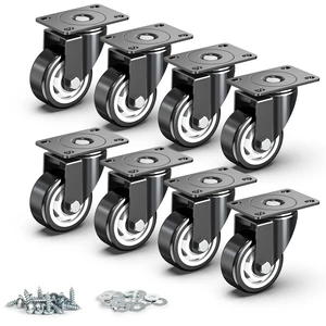3 Inch Heavy Duty Swivel Plate Caster Wheels, No Brakes, 8 Pack 3 Inch Heavy Duty Swivel Plate Caster Wheels, No Brakes, 8 Pack
