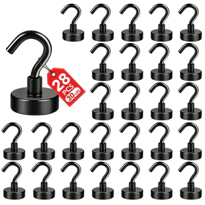 28 Pack Magnetic Hooks,30Lb Magnetic Hooks, Black Heavy Duty with Epoxy Coating for Refrigerator, Cruise, Grill, Kitchen,Home 28 Pack Magnetic Hooks,30Lb Magnetic Hooks, Black Heavy Duty with Epoxy Coating for Refrigerator, Cruise, Grill, Kitchen,Home
