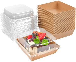 100 Pack 4 Inches Small Charcuterie Boxes with Clear Lids Paper Bakery Boxes, Brown Dessert Boxes, Disposable To Go Food Containers, For Cookie, Mini Cake, Chocolate Strawberry 100 Pack 4 Inches Small Charcuterie Boxes with Clear Lids Paper Bakery Boxes, Brown Dessert Boxes, Disposable To Go Food Containers, For Cookie, Mini Cake, Chocolate Strawberry