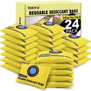 24Pack 100g Each Rechargeable Silica Gel Desiccant Packets Color Indicating Desiccant Packs for Storage,Moisture Absorbers for Storage Bins, Suitcase, Safes, 3D Filaments, Wet Zones 24Pack 100g Each Rechargeable Silica Gel Desiccant Packets Color Indicating Desiccant Packs for Storage,Moisture Absorbers for Storage Bins, Suitcase, Safes, 3D Filaments, Wet Zones
