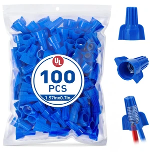 100 Pcs Blue Wire Connectors Nuts, Winged UL Listed Wire Caps 14-6 AWG, Twist-On Nuts Screw Wires Cap Large, for Home Electric Wiring, DIY Repairs & Commercial Use, Assortment Available 100 Pcs Blue Wire Connectors Nuts, Winged UL Listed Wire Caps 14-6 AWG, Twist-On Nuts Screw Wires Cap Large, for Home Electric Wiring, DIY Repairs & Commercial Use, Assortment Available
