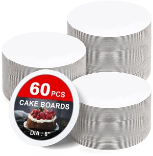 60-Packs Cake Boards 8 inch Round, White Cake Board Rounds White Cake Circles Rounds Base Food-Grade Cardboard Cake Plate for displaying Cakes, Bread, DessertsThin and Sturdy 60-Packs Cake Boards 8 inch Round, White Cake Board Rounds White Cake Circles Rounds Base Food-Grade Cardboard Cake Plate for displaying Cakes, Bread, DessertsThin and Sturdy
