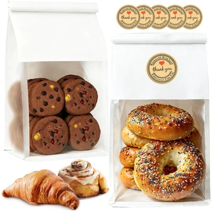 50 PCS White Bread Bags for Homemade Breads, 11x5.1x3.9 Inch Resealable Cookie Bags with Tin Tie Tab Lock, Paper Bakery Bag with Window for Packaging Bagels, Scone, Brownie, Baked Goods Storage 50 PCS White Bread Bags for Homemade Breads, 11x5.1x3.9 Inch Resealable Cookie Bags with Tin Tie Tab Lock, Paper Bakery Bag with Window for Packaging Bagels, Scone, Brownie, Baked Goods Storage