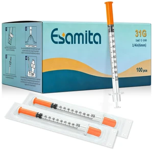 Jeringa 31G 6mm 1/4" 1ml, Disposable Individual, Package 100 Jeringa 31G 6mm 1/4" 1ml, Disposable Individual, Package 100