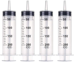 4 Packs Syringes Without Needles,200 Ml Large Plastic Measuring Tools for Food, Horse Care, Lab Dispensing, Graduated Markings, Reusable Multipurpose Applicators 4 Packs Syringes Without Needles,200 Ml Large Plastic Measuring Tools for Food, Horse Care, Lab Dispensing, Graduated Markings, Reusable Multipurpose Applicators