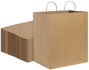 Paper Bags with Handles 14x10x15.75 Large 50Pcs Ultra Wide Bottom Kraft, Recycled, Sturdy Handles, For Gift Giving, Takeout, Bakery, Food Packing, Paper Recycling, Retail, Grocery Shopping Paper Bags with Handles 14x10x15.75 Large 50Pcs Ultra Wide Bottom Kraft, Recycled, Sturdy Handles, For Gift Giving, Takeout, Bakery, Food Packing, Paper Recycling, Retail, Grocery Shopping