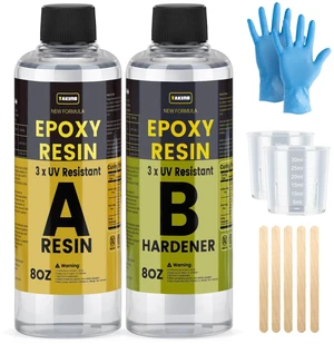 16OZ 3X UV Resistant Crystal Clear Epoxy Resin Kit, 1:1 High Gloss Non-Yellowing Formula, Bubble-Free, Self-Leveling, Art, Crafts, Jewelry, Casting, Coating and Tabletop Projects 16OZ 3X UV Resistant Crystal Clear Epoxy Resin Kit, 1:1 High Gloss Non-Yellowing Formula, Bubble-Free, Self-Leveling, Art, Crafts, Jewelry, Casting, Coating and Tabletop Projects