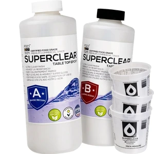 Table Top Epoxy Resin 2 Quart Cup Kit, Crystal Clear 1:1 Coat Self-leveling coating for bar tops, countertops, tumblers & wood. Anti-yellowing, UV resistant, food-safe, Made in USA Table Top Epoxy Resin 2 Quart Cup Kit, Crystal Clear 1:1 Coat Self-leveling coating for bar tops, countertops, tumblers & wood. Anti-yellowing, UV resistant, food-safe, Made in USA