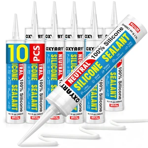 Silicone Caulk & Sealant White,10 Pack - 100% Silicone Sealant (300ml) Waterproof Silicone Caulking for Kitchen, Bathroom, Toilet, Sink, Window Door Use, Shrink & Crack Proof (10.1 FL.OZ/300ml) Silicone Caulk & Sealant White,10 Pack - 100% Silicone Sealant (300ml) Waterproof Silicone Caulking for Kitchen, Bathroom, Toilet, Sink, Window Door Use, Shrink & Crack Proof (10.1 FL.OZ/300ml)