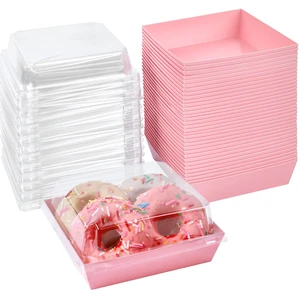 Charcuterie Boxes with Clear Lids, 5 Inches, 100 Pack, Pink To Go Paper Food Containers, Disposable Bakery Dessert Boxes, For Sandwich, Cookie, Pastry, Cake Slice Charcuterie Boxes with Clear Lids, 5 Inches, 100 Pack, Pink To Go Paper Food Containers, Disposable Bakery Dessert Boxes, For Sandwich, Cookie, Pastry, Cake Slice
