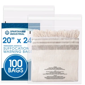 20" X 24" (100 Count) Self-Seal Clear Poly Bags With Suffocation Warning for Packaging, Bedding, Costumes - Permanent Adhesive 20" X 24" (100 Count) Self-Seal Clear Poly Bags With Suffocation Warning for Packaging, Bedding, Costumes - Permanent Adhesive