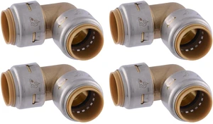 Max 3/4 Inch 90 Degree Elbow, Pack of 4, Push to Connect Brass Plumbing Fitting, PEX Pipe, Copper, CPVC, PE-RT, HDPE, U256LFA Max 3/4 Inch 90 Degree Elbow, Pack of 4, Push to Connect Brass Plumbing Fitting, PEX Pipe, Copper, CPVC, PE-RT, HDPE, U256LFA
