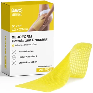Xeroform Petrolatum Dressing, Non-Adherent, 5x9 in, 25 Count Sterile Fine Mesh Gauze Pads for Burns, Skin Grafts, Surgical Wounds and Lacerations; Individually Wrapped, Non-Stick Xeroform Petrolatum Dressing, Non-Adherent, 5x9 in, 25 Count Sterile Fine Mesh Gauze Pads for Burns, Skin Grafts, Surgical Wounds and Lacerations; Individually Wrapped, Non-Stick