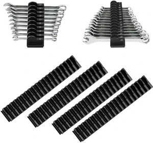 80 pcs Modular Wrench Organizers for Tool Drawers - Wrench Rack with Metric & SAE Labels, Perfect Tool Storage Holder. Gift for father, brother and boyfriend (No Magnet, Black) 80 pcs Modular Wrench Organizers for Tool Drawers - Wrench Rack with Metric & SAE Labels, Perfect Tool Storage Holder. Gift for father, brother and boyfriend (No Magnet, Black)