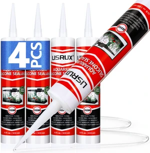 4 Pack Aquarium Silicone Clear Sealant, High Elasticity, Safe for Fish,Fast Curing Waterproof Aquarium Safe Silicone,10 Fl Oz Non-Toxic Fish Tank Safe Sealant,Strong Adhesion 4 Pack Aquarium Silicone Clear Sealant, High Elasticity, Safe for Fish,Fast Curing Waterproof Aquarium Safe Silicone,10 Fl Oz Non-Toxic Fish Tank Safe Sealant,Strong Adhesion