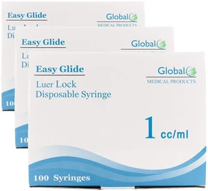 1ml 1cc Sterile Syringe Luer Lock Tip, No Needle, Pack of 300 1ml 1cc Sterile Syringe Luer Lock Tip, No Needle, Pack of 300