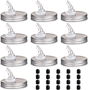 Mason Jar Pour Spouts. free flow Mason Jar Pour Spouts, mason jar for spout regular mouth size 70mm dispenser germination cover. Suitable for any liquid. Leak-Proof 10-Pack + 20 Black Lid Caps (10 Mason Jar Pour Spouts. free flow Mason Jar Pour Spouts, mason jar for spout regular mouth size 70mm dispenser germination cover. Suitable for any liquid. Leak-Proof 10-Pack + 20 Black Lid Caps (10