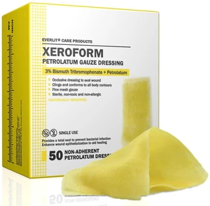 Xeroform Petrolatum Dressing | Sterile, Non-Adherent Occlusive Fine Mesh Gauze Pad | Non-Toxic, Gentle Patch for Burns, Laceration, Surgical Incisions & Skin Grafts (1" x 8" | Pack of 50) Xeroform Petrolatum Dressing | Sterile, Non-Adherent Occlusive Fine Mesh Gauze Pad | Non-Toxic, Gentle Patch for Burns, Laceration, Surgical Incisions & Skin Grafts (1" x 8" | Pack of 50)