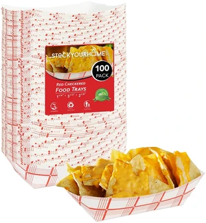 Extra Small Paper Food Boats (100 Pack) 0.5 lb Disposable Red & White Checkered Paper Trays, Eco-Friendly Serving Boats for Concession Food & Condiments, 3.75" x 2" Extra Small Paper Food Boats (100 Pack) 0.5 lb Disposable Red & White Checkered Paper Trays, Eco-Friendly Serving Boats for Concession Food & Condiments, 3.75" x 2"