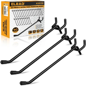 60-Piece 6 Inch Extra Thick Pegboard Hooks, Heavy Duty Peg Board Organizer Accessories, Peg Board Tool Hangers Fit for 1/4" Pegboard Hanging Tools Garage, Workshop, and Craft Storage 60-Piece 6 Inch Extra Thick Pegboard Hooks, Heavy Duty Peg Board Organizer Accessories, Peg Board Tool Hangers Fit for 1/4" Pegboard Hanging Tools Garage, Workshop, and Craft Storage