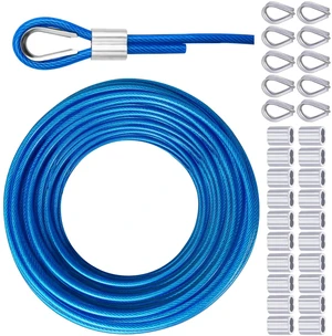 Vinyl Coated Galvanized Steel Wire Rope 3/16" PVC Covered Steel Cable 50ft/100ft/150ft/200ft, Ideal String Light Hanging Cable Vinyl Coated Galvanized Steel Wire Rope 3/16" PVC Covered Steel Cable 50ft/100ft/150ft/200ft, Ideal String Light Hanging Cable