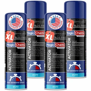 Super Glue Accelerator, CA Glue Activator, 4 Pack-16.9 fl oz Cyanoacrylate Adhesive Activator; Fast-Curing Formula; Spray, Cyanoacrylate Super Glue Accelerator Spray, Adhesive Activator Super Glue Accelerator, CA Glue Activator, 4 Pack-16.9 fl oz Cyanoacrylate Adhesive Activator; Fast-Curing Formula; Spray, Cyanoacrylate Super Glue Accelerator Spray, Adhesive Activator