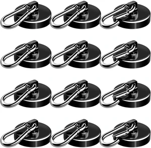Carabiner Magnetic Hooks, 110LBS Strong Magnets, Black, 12 Pack Magnetic Hooks Heavy Duty with Swivel Carabiner Hook, Great for Hanging for Cruise, Garage, Kitchen, Refrigerator, Locker Carabiner Magnetic Hooks, 110LBS Strong Magnets, Black, 12 Pack Magnetic Hooks Heavy Duty with Swivel Carabiner Hook, Great for Hanging for Cruise, Garage, Kitchen, Refrigerator, Locker