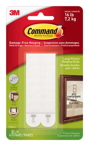 Large Picture-Hanging Strips, White, 16-Strips Large Picture-Hanging Strips, White, 16-Strips