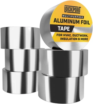 Aluminum Foil Tape 2 in x 450 Ft - 6 Pack HVAC Duct Tape | Heat Resistant & Waterproof Professional Grade Aluminum HVAC Tape for Sealing/Dryer Vent/Heat Insulation/Ductwork Repairs Aluminum Foil Tape 2 in x 450 Ft - 6 Pack HVAC Duct Tape | Heat Resistant & Waterproof Professional Grade Aluminum HVAC Tape for Sealing/Dryer Vent/Heat Insulation/Ductwork Repairs