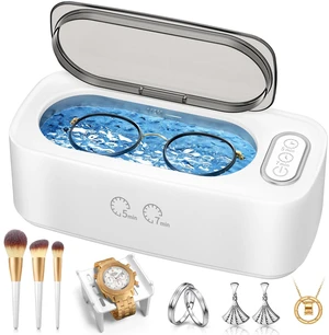 Ultrasonic Cleaner, 48kHz Ultrasonic Jewelry Cleaner Machine for Eyeglasses, Jewelry, Rings, Watch Straps, Dentures and More, Dual Cleaning Modes & 304 Stainless Steel Tank, 400ML Capacity, White Ultrasonic Cleaner, 48kHz Ultrasonic Jewelry Cleaner Machine for Eyeglasses, Jewelry, Rings, Watch Straps, Dentures and More, Dual Cleaning Modes & 304 Stainless Steel Tank, 400ML Capacity, White