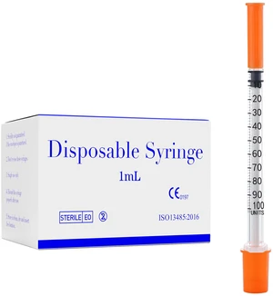 1ml/cc 30G 5/16 Inch Syringes, Disposable Syringe, Individual Wrapped, Box of 100 1ml/cc 30G 5/16 Inch Syringes, Disposable Syringe, Individual Wrapped, Box of 100