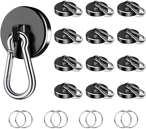200Lbs Magnetic Carabiner Hooks, 12 Pack Black Strong Magnetic Hooks Heavy Duty with Swivel Carabiner for Cruise, Black Neodymium Magnet Hooks Magnetic Wall Hanger for Hanging,Grill, Cabins-44MM 200Lbs Magnetic Carabiner Hooks, 12 Pack Black Strong Magnetic Hooks Heavy Duty with Swivel Carabiner for Cruise, Black Neodymium Magnet Hooks Magnetic Wall Hanger for Hanging,Grill, Cabins-44MM