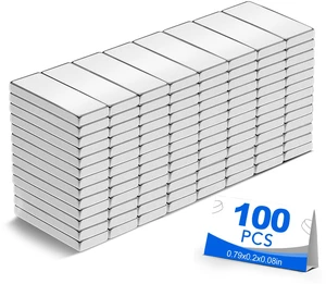 100 Pack Strong Neodymium Bar Magnets, 20 x 5 x 2 mm Rare Earth Neodymium Magnets with Double-Sided Adhesive Perfect for Fridge, Garage, Kitchen, Craft, Office 100 Pack Strong Neodymium Bar Magnets, 20 x 5 x 2 mm Rare Earth Neodymium Magnets with Double-Sided Adhesive Perfect for Fridge, Garage, Kitchen, Craft, Office