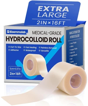 Hydrocolloid Roll Adhesive Bandages Medical Grade Pimple Tape, 2in x 16ft Waterproof Patches for Face Acne Pimple, Blister, Burn, Cut-to-Size, Sterile & Fast Healing Hydrocolloid Roll Adhesive Bandages Medical Grade Pimple Tape, 2in x 16ft Waterproof Patches for Face Acne Pimple, Blister, Burn, Cut-to-Size, Sterile & Fast Healing