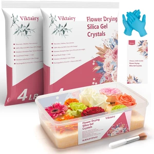 Silica Gel Flower Drying Crystals 8LBS, with Airtight Container Reusable Color Indicating Flower Drying Silica, DIY Wedding Bouquet Flower Preservation Kit, Fine Bead Size<1mm Silica Gel Flower Drying Crystals 8LBS, with Airtight Container Reusable Color Indicating Flower Drying Silica, DIY Wedding Bouquet Flower Preservation Kit, Fine Bead Size<1mm