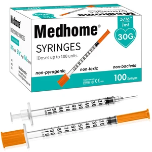 1ml 30G 5/16" (8mm) Syringe, Lab Syringes Individually Wrapped, Pack of 100 1ml 30G 5/16" (8mm) Syringe, Lab Syringes Individually Wrapped, Pack of 100