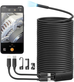 Endoscope Camera with Light, 1920P HD Borescope with 8 Adjustable LED Lights, Semi-Rigid Snake Camera, IP67 Waterproof Inspection Cam for iPhone & Android, 50ft Single Lens Endoscope Camera with Light, 1920P HD Borescope with 8 Adjustable LED Lights, Semi-Rigid Snake Camera, IP67 Waterproof Inspection Cam for iPhone & Android, 50ft Single Lens
