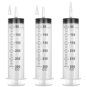 300mL Plastic Syringe for Liquid - 3 Pack Large Syringes with Adapter Individually Wrapped for Scientific Labs, Feeding, Oil Filling 300mL Plastic Syringe for Liquid - 3 Pack Large Syringes with Adapter Individually Wrapped for Scientific Labs, Feeding, Oil Filling