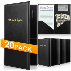 20 Pcs Server Books, Check Presenters for Restaurants PVC Server Books for Waitress, Guest Check Holder with Money Pocket, Fit Server Apron, Black 20 Pcs Server Books, Check Presenters for Restaurants PVC Server Books for Waitress, Guest Check Holder with Money Pocket, Fit Server Apron, Black