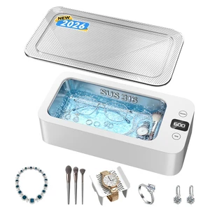 Ultrasonic Jewelry Cleaner, 50khz Professional Ultrasonic Cleaner Machine for Jewelry, Eyeglasses, Watches, Dentures,5 Time Modes,316 Stainless Steel Tank,500ml Capacity (White) Ultrasonic Jewelry Cleaner, 50khz Professional Ultrasonic Cleaner Machine for Jewelry, Eyeglasses, Watches, Dentures,5 Time Modes,316 Stainless Steel Tank,500ml Capacity (White)